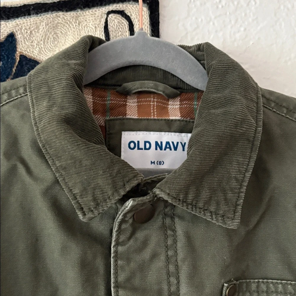 Old Navy Canvas Corduroy-Trim Flannel Lined Barn Chore Jacket Coat for Boys